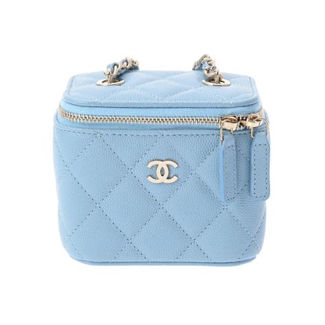 CHANEL Small Vanity Chain Shoulder Blue Champagne AP1340 